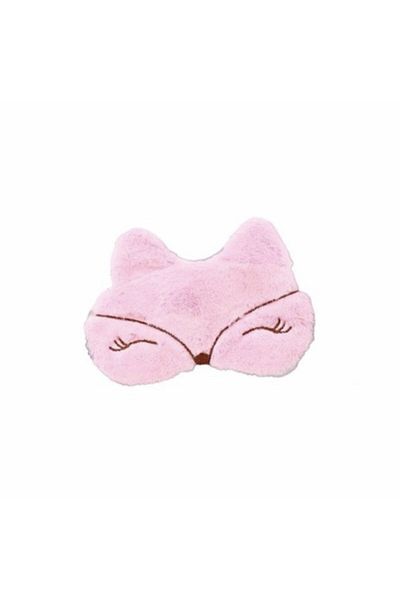 PUFO Mască pufoasă pentru dormit sau călătorii, cu gel detașabil, Pufo Foxxy, 20 cm, roz