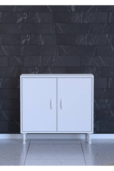 Modilayn Küçük Alanlar İçin Çözümler 75x75x32,5 cm’ lik 2 Kapaklı 2 Göz Raf Çok Amaçlı Dolap Mutfak Dolabı