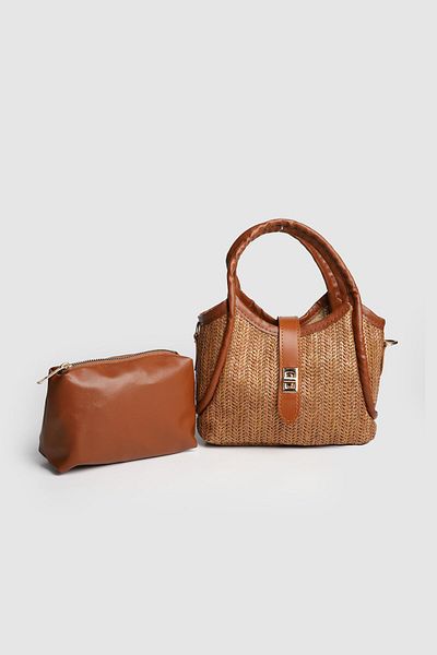 La La'Graccio Paris La'Graccio Paris Besca Wicker-Knitted Strap Bag Wicker Tan
