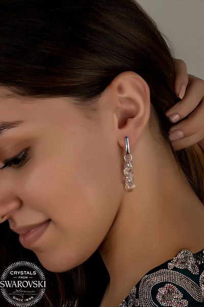 Swaroski Zirconia Crystal Stone Cluster Earrings