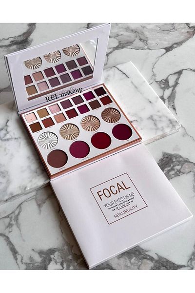 real beauty Complete face palette - eyeshadow, highlighter, and blush