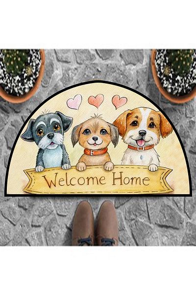 Carmine Carpet Decorative Digital Printed Cute Dog Patterned Door Mat