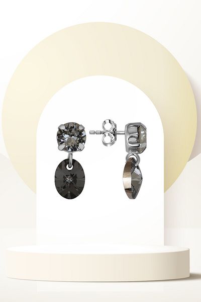 Swaroski Zirconia Crystal Stone Double Color Dangle Studded Earrings