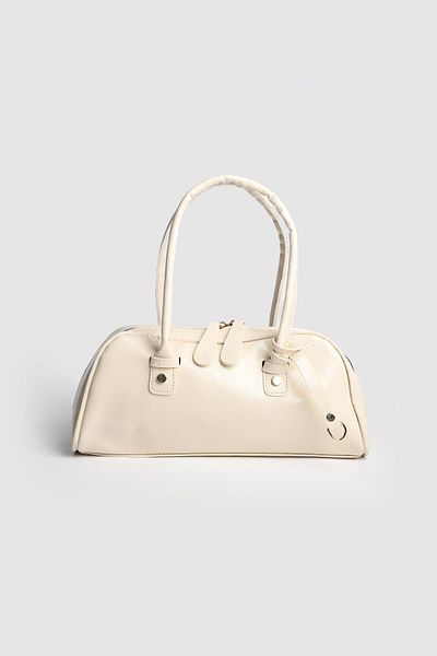 La La'Graccio Paris La'Graccio Paris Women's Leona Patent Leather Baguette Bag Wrinkled Cream Patent Leather