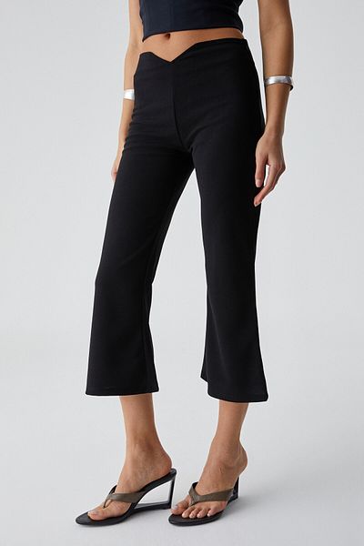 GRIMELANGE Crepsy Women's Slim Short Leg Side Zipper High Waist Short Black Pants