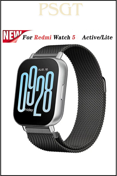 PSGT Xiaomi Redmi Watch5 Active / Lite Uyumlu Milano Metal Paslanmaz Çelik Yü...