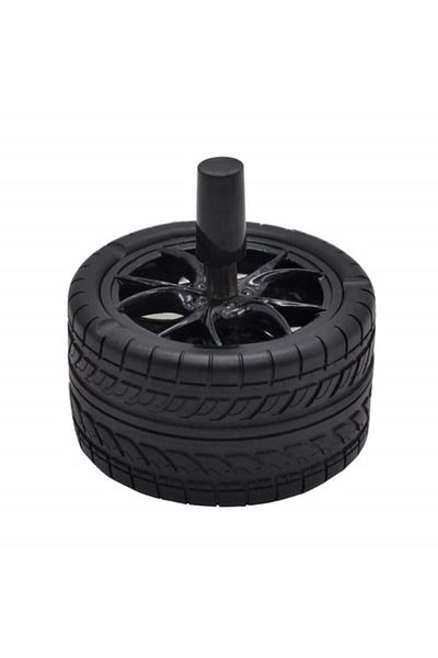 PUFO Scrumieră metalică Angry Wheel, rezistentă la vânt cu buton, 10 cm, neagră