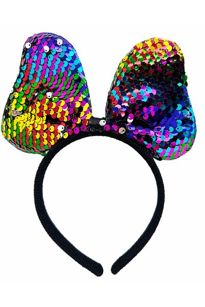Skygo Color Changing Sequin Sequined Bow Party Crown Colorful Silver Color 20x16 cm