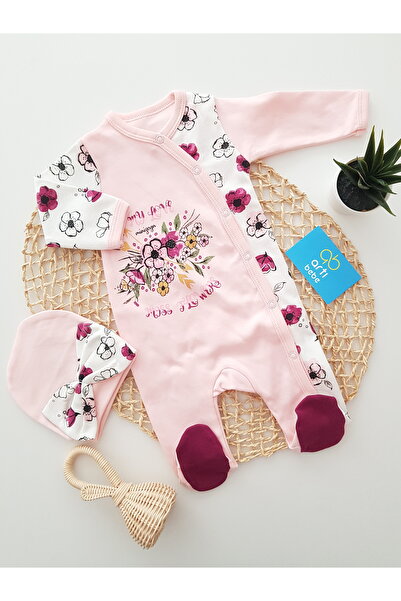 artıbebe Kız Bebek Çiçek Desenli Fiyonklu Tulum Takımı | 2’li %100 Pamuk Yeni...