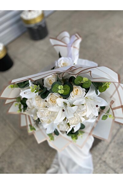 Z&B FLOWERS İsteme Çiçeği Söz Çiçeği Yapay Çiçek Sevgiliye Hediye Beyaz Gül M...