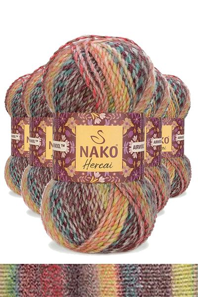 NAKO Hercai Ebruli 5 Pieces Cardigan Sweater - Beanie Hand Knitting Yarn Wool 28030
