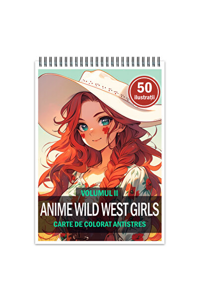 Legendary Gifts Carte de colorat antistres, 50 de ilustrații, Anime Wild West...