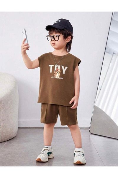 GLOWES Children's Relaxed Fit Sleeveless Printed Shorts Set