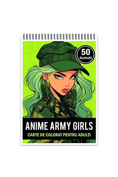 Legendary Gifts Carte de colorat antistres, 50 de ilustratii, Anime Army Girl...