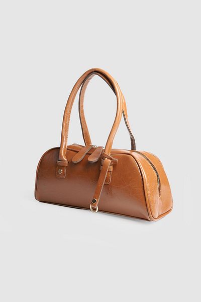 La La'Graccio Paris La'Graccio Paris Women's Leona Patent Leather Baguette Bag Wrinkled Tan Patent Leather