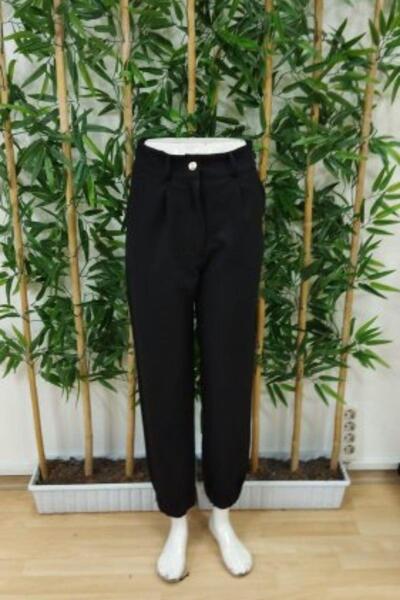 Mossta Button Detailed Pocket Atlas Trousers - Black