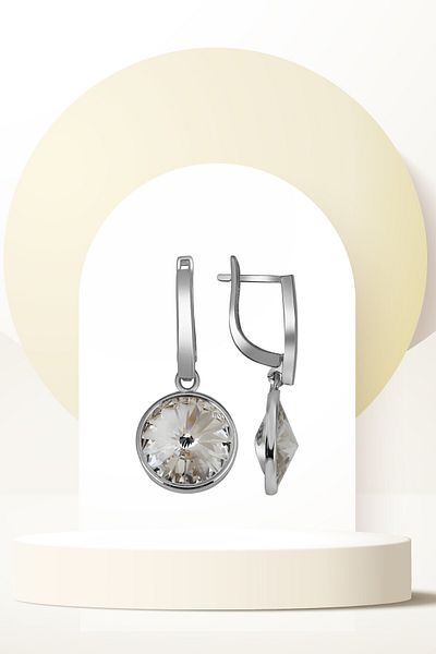 Swaroski White Dangle Earrings with Zirconia Crystal Stones