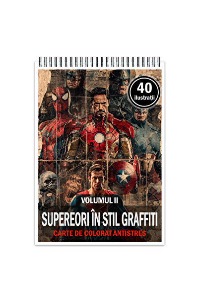 Legendary Gifts Carte de colorat antistres, 40 de ilustratii, Supereroi in st...