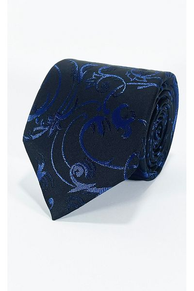 BLC Basic Line Co. Shawl Pattern Navy Blue Black Tie and Pocket Square 7cm Width