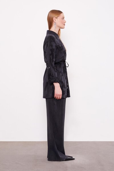 Levidor Black Belted Sleeve Detailed Cupra Double Suit