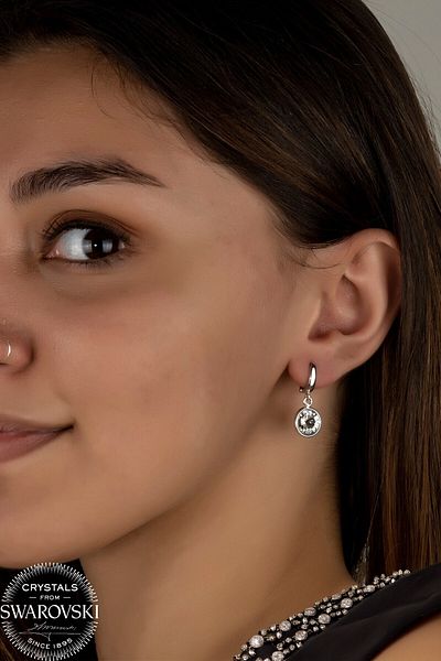 Swaroski White Dangle Earrings with Zirconia Crystal Stones