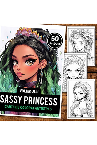 Legendary Gifts Carte de colorat antistres, 50 de ilustratii, Anime Princesse...
