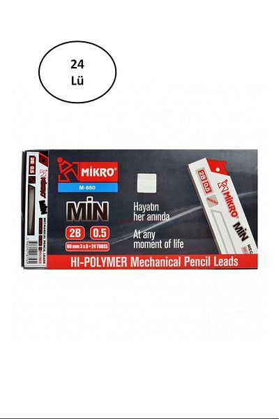 Mikro 75Mm Ruled Pl022 Lead 2B Lighter 0.5Mm 24-Piece Pen Tip
