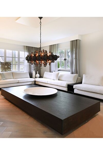 LUXURY VİLLA Luxury Siyah Ipek Mat Orta Sehpa 80x160 Yükseklik 30cm