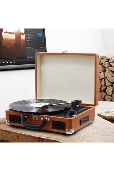 CROW'S TECH Nostaljik Pikap Hoparlörlü Çantalı Pikap Vintage Plak Çalar Bluetooth/AUX IN/RCA/ 1800Hah Pil