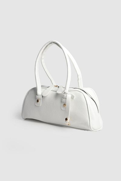 La La'Graccio Paris La'Graccio Paris Women's Leona Patent Leather Baguette Bag Wrinkled White Patent Leather