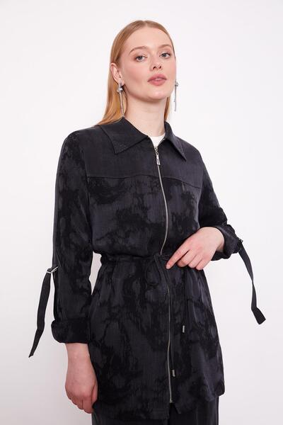 Levidor Black Belted Sleeve Detailed Cupra Double Suit