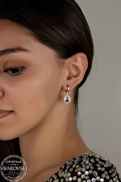 Swaroski White Dangle Earrings with Zirconia Crystal Stones