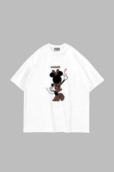 Sekizbiraltı Λευκό μπλουζάκι Minnie Printed Oversize Unisex