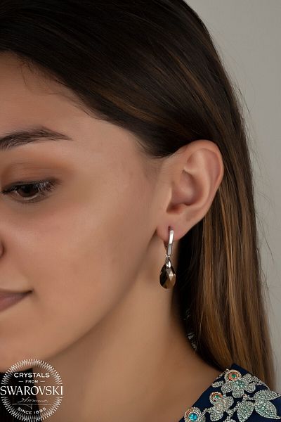 Swaroski Green Dangle Drop Earrings with Zirconia Crystal Stones
