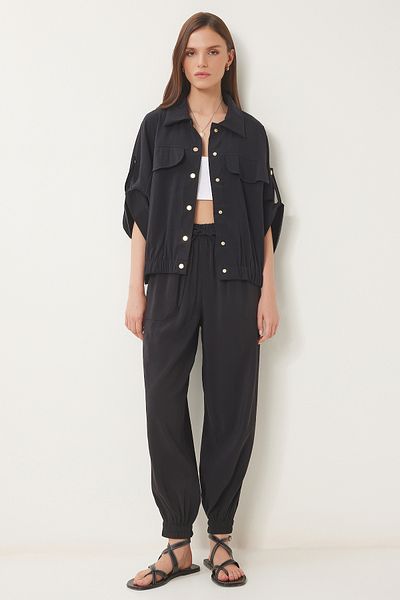 Lovelyİstanbul Safari Shirt Pants Suit Black Ldp0044