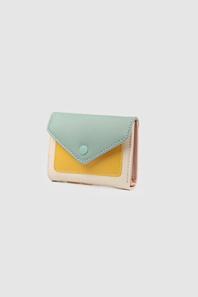 La La'Graccio Paris La'Graccio Paris Kadın Papev Çok Renkli Zarf Cüzdan Mint