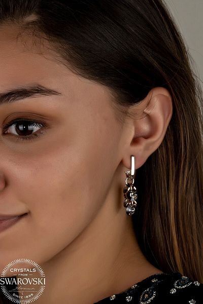 Swaroski Zirconia Crystal Stone Cluster Earrings