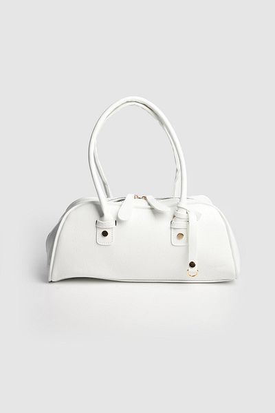 La La'Graccio Paris La'Graccio Paris Women's Leona Patent Leather Baguette Bag Wrinkled White Patent Leather