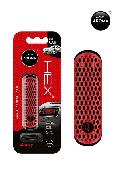 Aroma Car HEX Polymer Cherry Air Freshener- Long-Lasting Natural Fragrance for Cars