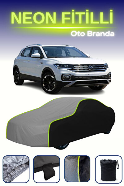 Cemku Fast أسود-رمادي-أسود [فولكس فاجن تاكوا] غطاء سيارة متوافق مع حبال النيون، مقاوم للماء والغبار