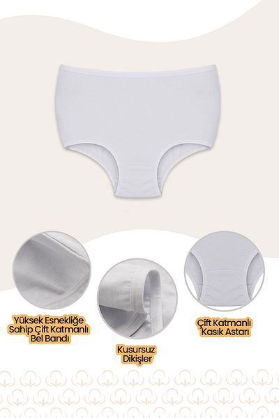 BEGATEKS Chiloți de damă cu talie înaltă, mărime mare, pachet de 4 - țesătură de bumbac, 7 opțiuni de culoare diferite