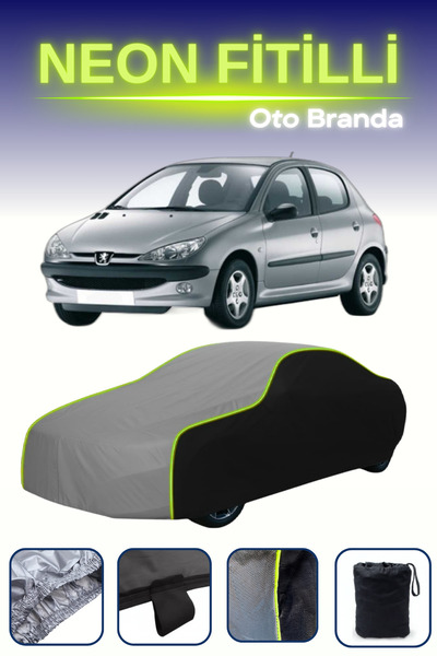 Cemku Fast أسود-رمادي-أسود [بيجو 206 5 أبواب 1998 - 2002] مشمع سيارة متوافق م...