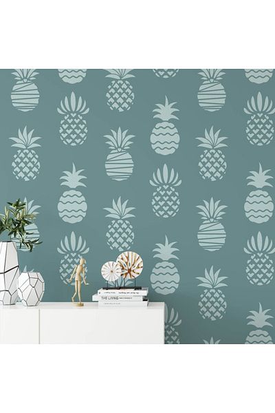 OEM Sablon Perete Vopsire, Tencuiala 900x600x0.7mm Styled Pineapple Refolosibil, Model Mxsp7113