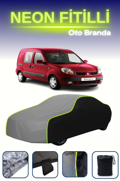 Cemku Fast أسود-رمادي-أسود [رينو كانجو 2005 - 2008] مشمع سيارة متوافق مع حبال النيون، مقاوم للماء والغبار