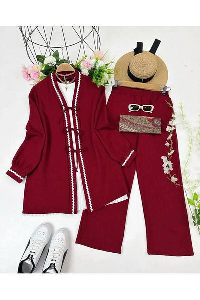 modasindoma Women's Zigzag Detailed Double Suit