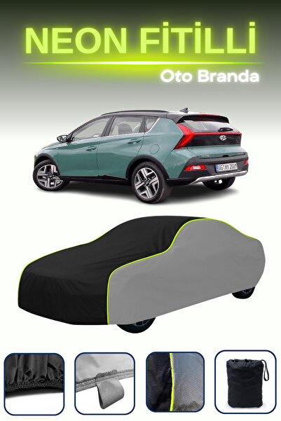 Cemku Shade Gri-Siyah-Gri [Hyundai Bayon] Uyumlu Neon Fitilli Araba Brandası,...