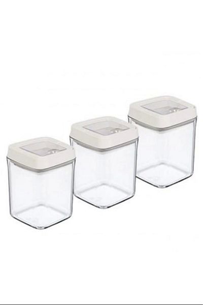 PRATİKOBA Vacuum Erzak Jar Square 3-Piece Set Royaleks-OKY-234