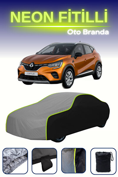 Cemku Fast أسود-رمادي-أسود [رينو كابتور] غطاء سيارة متوافق مع حبال النيون، مق...