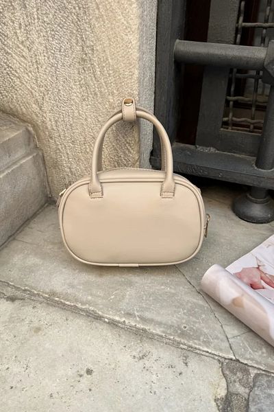 LEONAS Women's Shoulder Bag with Stitching Detail Canvas Strap Aden Mink