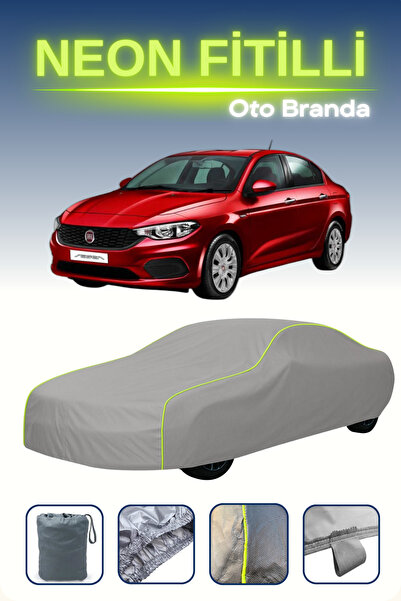 Cemku Shine Gri [Fiat Egea Sedan] Uyumlu Neon Fitilli Araba Brandası, Su ve T...